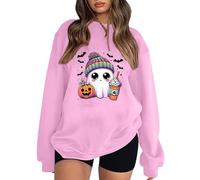 Yunshenla Sweatshirts Femme Halloween Fantôme Mignon avec Citrouille Costumes Vetement Halloween Pull d'halloween Amusants à Manches Longues Automne Sweat-Shirt pour Femme