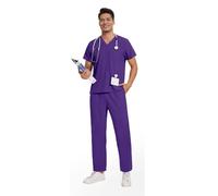 Yunshenla Tenue Aide Soignante Professionnelle Pantalon Travail + Blouse Medicale 2PCS Ensemble Homme Uniforme Médicale Haut et Pantalons Tissu à Séchage Rapide Vêtement Médical(24 Uniform-Medical,L)