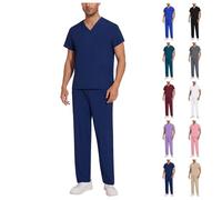 Yunshenla Tenue Aide Soignante Professionnelle Pantalon Travail + Blouse Medicale 2PCS Ensemble Homme Uniforme Médicale Haut et Pantalons Tissu à Séchage Rapide Vêtement Médical(01 Uniform-Medical,L)