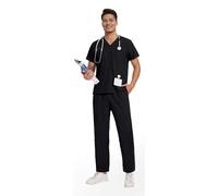 Yunshenla Uniforme Médicale Homme Ensemble - Tenue de Travail Infirmiere Professionnelle Blouse Medicale 2PCS Haut et Pantalons Tissu à Séchage Rapide Vêtement Médical(21 Uniform-Medical,XL)