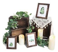 Yuntau Lot de 11 caisses en bois rustiques gigognes pour décoration de mariage, paniers de rangement vintage avec bougies rustiques pour fête de mariage, événement (marron)