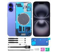 Yuntunele Vitre arrière de rechange (comprend verre d'objectif, support, aimant) compatible avec iPhone 16, tous les transporteurs avec ensemble d'outils professionnels (bleu)