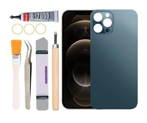 Yuntunele Vitre arrière de rechange pour iPhone 12 Pro, tous les transporteurs avec kit d'outils de réparation professionnel (bleu)