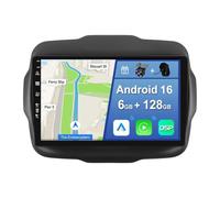 YUNTX [6GB+128GB] Android 16 2 Din Autoradio pour Jeep Renegade(2015-2018)-[Intégré CarPlay/Android Auto/DSP/GPS]-IPS 2.5D 9" Écran Tactile-Camér MIC-Dab/Bluetooth 5.0/MirrorLink/Commande au Volant