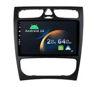 YUNTX Android 14 Radio avec Navigation pour Mercedes Benz C/CLK Class W203(2000-2004): [Intégré CarPlay/Android Auto/GPS] -IPS 9" Écran tactile-DAB/Bluetooth 5.0/WiFi/2 Din/Commande au Volant/USB/WiFi