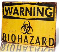 yunuo - Panneau en métal « Warning Biohazard » pour décoration d'Halloween ou d'horreur zombie Man Cave - Décoration murale