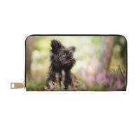 YUNWEIKEJI Affenpinscher Lawn Chiens Noirs Monkey Terrier, Portefeuille de Grande capacité pour Hommes Femmes Portefeuilles Carte de crédit Portefeuille en Cuir Microfibre