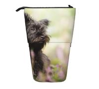 YUNWEIKEJI Affenpinscher Lawn Chiens Noirs Monkey Terrier, Trousse à Crayons télescopique, Porte-Crayon sur Pied avec Pochette à Crayons à Fermeture éclair, Sac à stylos