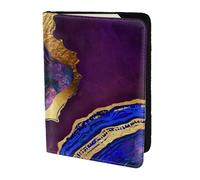 YUNWEIKEJI Agate Abstraite Violet, Bleu, Or, Porte-Passeport Portefeuille de Voyage en Cuir PU Étui pour Passeport Couvre-Passeport 5,5 Pouces