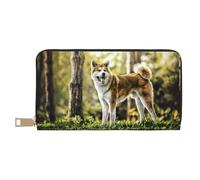 YUNWEIKEJI Akita Inu dans Animaux Chiens HDR Été Akita, Portefeuille de Grande capacité pour Hommes Femmes Portefeuilles Carte de crédit Portefeuille en Cuir Microfibre