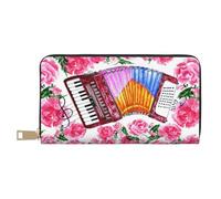 YUNWEIKEJI Aquarelle Fleur Accordéon Rose, Portefeuille de Grande capacité pour Hommes Femmes Portefeuilles Carte de crédit Portefeuille en Cuir Microfibre