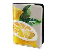 YUNWEIKEJI Aquarelle Fruits D'été Citrons Feuilles Slich, Porte-Passeport Portefeuille de Voyage en Cuir PU Étui pour Passeport Couvre-Passeport 5,5 Pouces