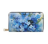 YUNWEIKEJI Aquarelle Ne m'oubliez Pas Les Fleurs, Portefeuille de Grande capacité pour Hommes Femmes Portefeuilles Carte de crédit Portefeuille en Cuir Microfibre