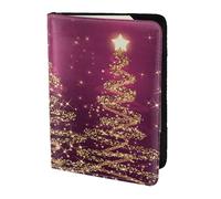 YUNWEIKEJI Arbres étincelants de Noël élégants Rose Violet, Porte-Passeport Portefeuille de Voyage en Cuir PU Étui pour Passeport Couvre-Passeport 5,5 Pouces