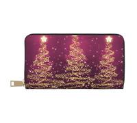 YUNWEIKEJI Arbres étincelants de Noël élégants Rose Violet, Portefeuille de Grande capacité pour Hommes Femmes Portefeuilles Carte de crédit Portefeuille en Cuir Microfibre