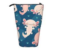 YUNWEIKEJI Axolotl Kawaii, Trousse à Crayons télescopique, Porte-Crayon sur Pied avec Pochette à Crayons à Fermeture éclair, Sac à stylos