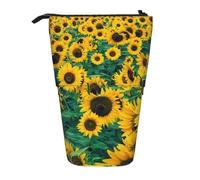YUNWEIKEJI Beaucoup de Beaux tournesols, Trousse à Crayons télescopique, Porte-Crayon sur Pied avec Pochette à Crayons à Fermeture éclair, Sac à stylos