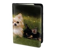 YUNWEIKEJI Bébés Chiens Chihuahua, Porte-Passeport Portefeuille de Voyage en Cuir PU Étui pour Passeport Couvre-Passeport 5,5 Pouces