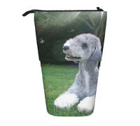 YUNWEIKEJI Bedlington Terrier Chiens drôles Chiens à Fourrure Animaux, Trousse à Crayons télescopique, Porte-Crayon sur Pied avec Pochette à Crayons à Fermeture éclair, Sac à stylos