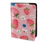 YUNWEIKEJI Belle Fraise Rose, Porte-Passeport Portefeuille de Voyage en Cuir PU Étui pour Passeport Couvre-Passeport 5,5 Pouces