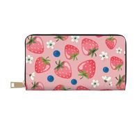 YUNWEIKEJI Belle Fraise Rose, Portefeuille de Grande capacité pour Hommes Femmes Portefeuilles Carte de crédit Portefeuille en Cuir Microfibre