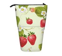 YUNWEIKEJI Belle Fraise, Trousse à Crayons télescopique, Porte-Crayon sur Pied avec Pochette à Crayons à Fermeture éclair, Sac à stylos