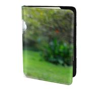 YUNWEIKEJI Bichon Frise Bokeh Animaux Chiens Parc Chiens Blancs, Porte-Passeport Portefeuille de Voyage en Cuir PU Étui pour Passeport Couvre-Passeport 5,5 Pouces