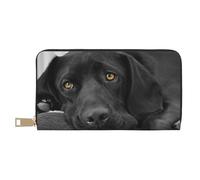 YUNWEIKEJI Black Lab Labrador Chien Chiot Chien Mignon, Portefeuille de Grande capacité pour Hommes Femmes Portefeuilles Carte de crédit Portefeuille en Cuir Microfibre