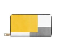 YUNWEIKEJI Bloc Géométrique Jaune Gris Blanc, Portefeuille de Grande capacité pour Hommes Femmes Portefeuilles Carte de crédit Portefeuille en Cuir Microfibre