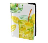 YUNWEIKEJI Boire Un Cocktail Glace Au Citron, Porte-Passeport Portefeuille de Voyage en Cuir PU Étui pour Passeport Couvre-Passeport 5,5 Pouces