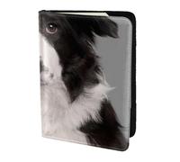 YUNWEIKEJI Border Collie, Porte-Passeport Portefeuille de Voyage en Cuir PU Étui pour Passeport Couvre-Passeport 5,5 Pouces