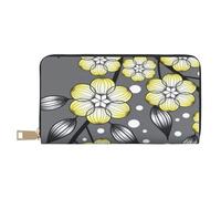YUNWEIKEJI Bordure Enneigée Fleur Étoile Grise Et Jaune, Portefeuille de Grande capacité pour Hommes Femmes Portefeuilles Carte de crédit Portefeuille en Cuir Microfibre