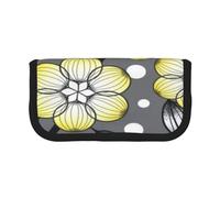 YUNWEIKEJI Bordure Enneigée Fleur Étoile Grise Et Jaune, Trousse à Crayons, Pochette à Crayons en Toile, Trousse à Crayons de Grande capacité, Trousse à cosmétiques
