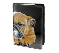 YUNWEIKEJI Bouledogue Anglais agenouillé, Porte-Passeport Portefeuille de Voyage en Cuir PU Étui pour Passeport Couvre-Passeport 5,5 Pouces