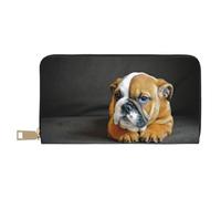 YUNWEIKEJI Bouledogue Anglais agenouillé, Portefeuille de Grande capacité pour Hommes Femmes Portefeuilles Carte de crédit Portefeuille en Cuir Microfibre