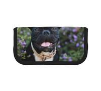 YUNWEIKEJI Bouledogue français se Tient dans Un Design de Fleurs, Trousse à Crayons, Pochette à Crayons en Toile, Trousse à Crayons de Grande capacité, Trousse à cosmétiques