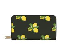 YUNWEIKEJI Bouquet De Citron avec Branche Et Lys Noir, Portefeuille de Grande capacité pour Hommes Femmes Portefeuilles Carte de crédit Portefeuille en Cuir Microfibre