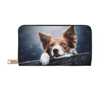 YUNWEIKEJI Brown Border Collie Bokeh Dieu aux Yeux Jaunes, Portefeuille de Grande capacité pour Hommes Femmes Portefeuilles Carte de crédit Portefeuille en Cuir Microfibre