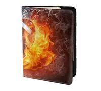 YUNWEIKEJI Brûler Le Football américain en feu, Porte-Passeport Portefeuille de Voyage en Cuir PU Étui pour Passeport Couvre-Passeport 5,5 Pouces