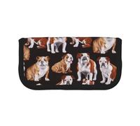 YUNWEIKEJI Bulldog Anglais, Trousse à Crayons, Pochette à Crayons en Toile, Trousse à Crayons de Grande capacité, Trousse à cosmétiques