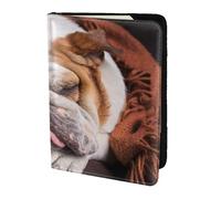 YUNWEIKEJI Bulldogs Anglais Muselière Animaux Chiens endormis, Porte-Passeport Portefeuille de Voyage en Cuir PU Étui pour Passeport Couvre-Passeport 5,5 Pouces