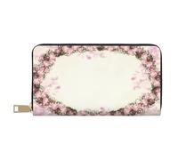 YUNWEIKEJI Cadre Ovale Roses Roses Vintage, Portefeuille de Grande capacité pour Hommes Femmes Portefeuilles Carte de crédit Portefeuille en Cuir Microfibre