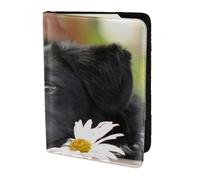 YUNWEIKEJI Camomille Noire du Labrador Chiens Black Retriever, Porte-Passeport Portefeuille de Voyage en Cuir PU Étui pour Passeport Couvre-Passeport 5,5 Pouces