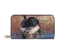 YUNWEIKEJI Canard Chasse Labrador Chien Cool Black Puppy Animal, Portefeuille de Grande capacité pour Hommes Femmes Portefeuilles Carte de crédit Portefeuille en Cuir Microfibre