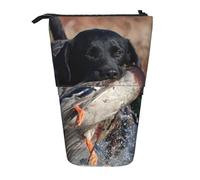 YUNWEIKEJI Canard Chasse Labrador Chien Cool Black Puppy Animal, Trousse à Crayons télescopique, Porte-Crayon sur Pied avec Pochette à Crayons à Fermeture éclair, Sac à stylos