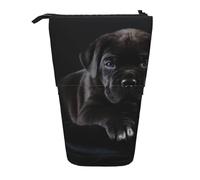 YUNWEIKEJI Cane Corso Animaux Chiot Noir Cane Corso, Trousse à Crayons télescopique, Porte-Crayon sur Pied avec Pochette à Crayons à Fermeture éclair, Sac à stylos