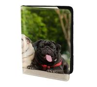 YUNWEIKEJI Carlin Amitié Bokeh Chiens Animaux Amis Carlin, Porte-Passeport Portefeuille de Voyage en Cuir PU Étui pour Passeport Couvre-Passeport 5,5 Pouces