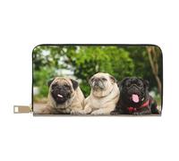 YUNWEIKEJI Carlin Amitié Bokeh Chiens Animaux Amis Carlin, Portefeuille de Grande capacité pour Hommes Femmes Portefeuilles Carte de crédit Portefeuille en Cuir Microfibre