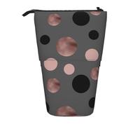 YUNWEIKEJI Cercles Noirs élégants en Faux Rose, Trousse à Crayons télescopique, Porte-Crayon sur Pied avec Pochette à Crayons à Fermeture éclair, Sac à stylos