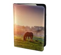 YUNWEIKEJI Cheval au crépuscule, Porte-Passeport Portefeuille de Voyage en Cuir PU Étui pour Passeport Couvre-Passeport 5,5 Pouces